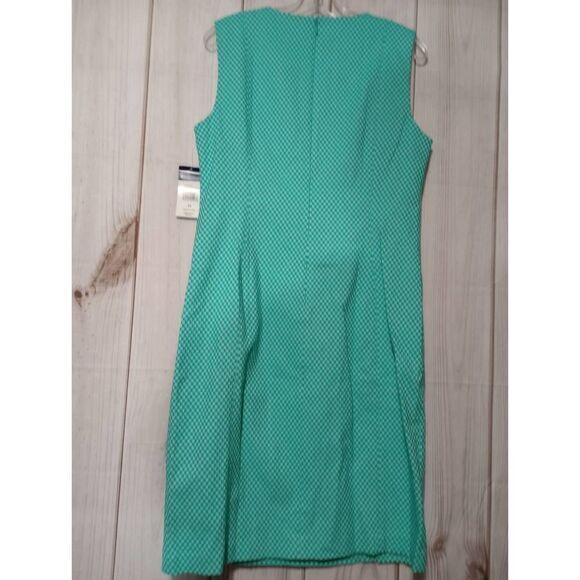Ladies 16 Chaps Sleeveless Green Checkered Dress Career Work Office Interview - Picture 2 of 7